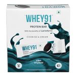 Whey91 Cookies & Cream Protein Bar, 20g Protein & 3.6g Fibre per bar,Natural Immunity Enhancing Lactoferrin, No Added Preservatives, No Artificial Flavours, (Pack of 6 Bars) 390g