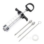 Grill Bump Meat Injector, Meat Injectors for Smoking, Meat Injector Syringe Comes with 2 Marinade Injector Needles; Injector Marinades for Meats, Turkey, Chicken; User Manual Included, 1-oz