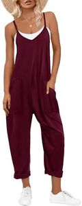 ANRABESS Women's Casual Loose Sleeveless Jumpsuits Spaghetti Strap Harem Long Pants Romper Overalls Summer Trendy Outfits Burgundy Medium