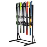 Teal Triangle Freestanding Ski Storage Rack for Garage, 5 Ski and Pole Organizer Floor Stand, Heavy Duty, Fully Adjustable for All-Mountain, Wide, Powder, and Backcountry Skis