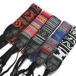 Kraptick DSLR Camera Straps, Wolven Pattern Canvas Camera Neck Shoulder Strap Belt Compatible with All DSLRs/SLRs for Men and Women (Pack of 4- Random Color)
