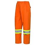 Pioneer Heavy-Duty Waterproof Work Pants, Elastic Waist, High Visibility and Reflective Stripe, Orange, XL, V1110350-XL