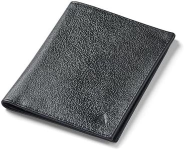 Allett Travel Wallet, Onyx Black | Leather, Thin Bifold, RFID Blocking, Minimalistic, Front Pocket | Holds Up To 10 Cards & Passport | For Men & Women