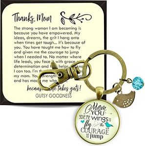 Faith Keychain Under His Wings I Will Find Refuge Boho Style Jewelry for Women, Key Ring - Handmade Christian Psalm Bible Verse Blue Pendant, Bronze Bird Charm, Encouragement Gift Message Card & Box