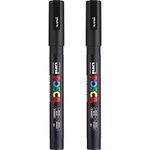 Posca PC-3M Paint Marker Art Pens - 0.9-1.3mm Nib - Black Ink - Pack of 2