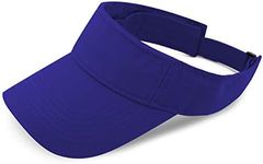 The Hat Depot Kids 100% Cotton Sport Quick-Adjust Strap Closure Sun Protect Golf Visor Cap… (Royal Blue)