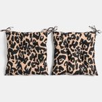 OHS 2 Pack Seat Pads for Dining Chairs, Chair Cushions Soft Comfy Outdoor Cushions with Ties for Garden Furniture Bistro Chairs Kitchen Dining Chair Seat Pads, Leopard Print - 40 x 40cm
