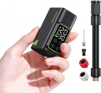 Electric Bike Pump - 150PSI Rechargeable Mini Portable Tire Inflator with Auto Shut-Off, Dual LED Display, Presta & Schrader Valves for Road/Mountain Bikes