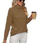 Jouica Women's Sweaters Black Turtleneck Mock Oversized Cashmere 2024 Pullover Long Batwing Tunic Knit Tops,Khaki,XX-Large