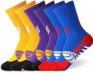 HYCLES Kids Basketball Socks 3 Pairs for Boys and Girls 6-16 Years Youth Soccer Football Rugby Socks Young Athletes Premium Quality, Moisture-Wicking, and Durable 6-8 years