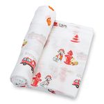 LollyBanks Swaddle Blanket | 100% Muslin Cotton | Newborn and Baby Nursery Essentials for Boys, Registry | Fireman Dalmation Dog Print