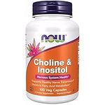 Now Foods, Choline & Inositol, 500mg, 100 Vegan Capsules, Lab-Tested, Vitamin B, Gluten Free, SOYA Free, Vegetarian