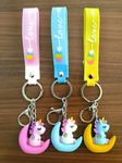 FYNESTFIRST Pack of 03 Unicorn Keychain Silicone, Attractive Unicorn Key-Ring Party Favor Key-Chains Door Car Key-Ring Bag Pendant Birthday Gift