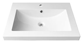 Agua Canada Rectangular Drop-in Bathroom Sink Undermount Polymer Sink Opening for Single-Hole