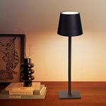 CHLORANTHUS Cordless Table Lamps, 3 Colors Stepless Dimming, 5000mAh Rechargeable Battery LED Desk Lamp for Bedroom/Couple Dinner/Desk/Cafe/Dining Room/Terrace (Black 1 Pack)