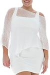 Back From Bali Womens Plus Size Sheer Poncho Shrug - Lightweight Knit Pullover Bolero Sweater 2X 3X 4X, White, One Size Plus