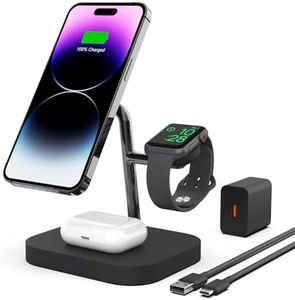 Magnetic Wireless Charger, Boaraino 3 in 1 Wireless Charging Station Compatible with Apple Watch 10/9/8/7/6/SE/5/4/3 &airpods 2/3/4/Pro& phone16/15/14/13/12 Series