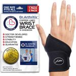 Doctor Developed Premium Copper Lined Wrist Support/Wrist Brace/Hand Support/Strap [single] & Doctor Handbook— Relieve Wrist Injuries, Arthritis, Sprains (1)