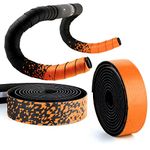 Lywencom Bike Handlebar Tape,Comfortable Non-slip Damping Sweat Breathable Delicate Touch Gradient EVA Foam self-adhesive, with 2 Bar Plugs,Cycling Bar Wraps (orange)