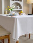 Fusehngre Waterproof Rectangle Tablecloth Cotton Linen Table Cover Oil Spill Proof Wrinkle Resistant Table Cloth for Dining, Kitchen,130 X 200cm White