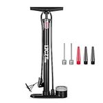 Bike Pump with Pressure Gauge, LYGZTing Bicycle Floor Pump with Presta and Schrader Valves，160Psi Max Bicycle Pump For Bike Tyre，Road Bike MTB Sports Balls