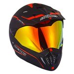 NENKI Dual Sport Motorcycle Helmet, Full Face DOT Approved with Iridium Red Visor, for Motocross & Street, Size M