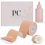 Boob Tape Kit – 10x Nipple Covers 1x Tape 1x Aftercare Oil – Breast Lift for All Body Types – Stretchable Tape for all Dresses Skin-Friendly Aftercare Oil for Smooth Removal – Pretty Cherries UK Brand