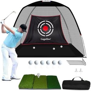 Golf Hitting Practice Nets and Turf Mat Tees for Backyard Driving Gift for Mens Real Indoor Golf Lovers Balls Hitting Driving Nets for Indoor Outdoor Garage Use Golfing Swing Training Impact Cages