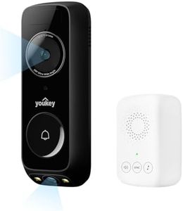youkey Wireless Doorbell Camera with Chime, No Monthly Fee, 2K Video Doorbell with Dual Cam, AI + Radar + PIR Detection, 2.4/5GHz WiFi-6, Two-way Talk, Color Night Vision, Battery/Wired Powered, DB312