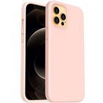 ORNARTO Shockproof Liquid Silicone Designed for iPhone 12 Pro Max Case 6.7", Gel Rubber Full Body Protection Anti-Shock Cover Case Drop Protection 6.7inch-Pink