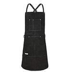 LeaSeek Leather Welding Apron,Heat & Flame-Resistant Heavy Duty Work Apron with 6 Pockets,Woodworking Apron