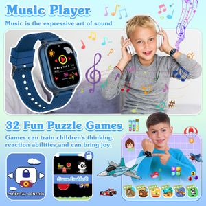 kaacly Kids Smart Watch with Pedometer, Music, Alarm – Boys & Girls Ages 4-12