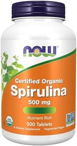 Now Foods, Certified Organic Spirulina, 500mg, High Dose, 500 Vegan Tablets, Lab-Tested, Soy Free, Gluten Free, Vegetarian, Non-GMO