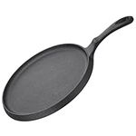 Navaris Cast Iron Griddle - 10"(25cm) Pre-Seasoned Crepe Pan with Ergonomic Handle, Comal for Tortillas - Pancakes, Tawa Roti - Oven, Stovetop, Grill, Induction & Campfire Skillet