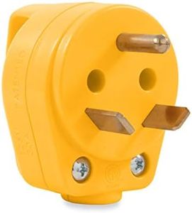 Camco Power Grip Camper/RV Mini Replacement Plug - Attach 30 Amp Plug to Existing RV Extension Cord - Features 30 Amp RV Plug (NEMA TT-30P) & Ergonomic Designed Handle - Rated for 125 V/3750 W (55283)