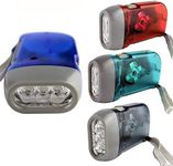 Guyuyii 4 Pack Hand Crank Flashlight - 3 LED Bright Lights - Ideal for Camping, Car, Power Outages, Emergency Kits