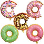 HORUIUS Multicolor Donut Shaped Aluminum Foil Mylar Balloons for Theme Birthday Party Supplies Baby Shower Wedding Time Decorations 28 inch 5PCS