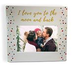 BANBERRY DESIGNS I Love You Frame - Moon and Back Design Ceramic Picture Plaque - 4 X 6 Photograph for Couples