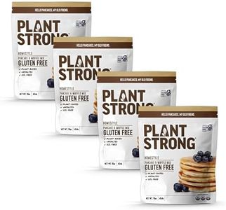 PLANTSTRONG Homestyle Pancake & Waffle Mix, Gluten Free, Whole Grain, No Added Sugar, Unsalted, Oil-Free, Low Sodium, Vegan, Non-GMO, Just Add Water or Milk, 4-Pack (16 oz Bags)