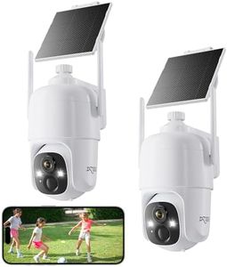 Dzees Security Camera Wireless Outdoor Solar, 2-Pack 2K Wireless WiFi Battery Powered Home Surveillance System, 360° PTZ with Color Night Vision, PIR Human Detection, 2-Way Audio, IP66, 2.4G WiFi