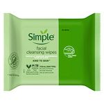 Simple Kind To Skin Cleansing Facial Wipes 25 Wipes | Instantly Removes Waterproof Mascara, Make-Up & Dirt | Super Soft Face Wipes with Gentle Cleansers & Multivitamins