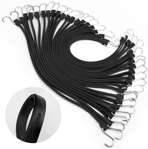 XSTRAP STANDARD 20 Pack 31'' Adjustable Natural Rubber Tarp Straps, EPDM Bungee Cords with Metal S Hooks, Ideal for Securing Tarps, Canvases, Motorcycle, and Cargo