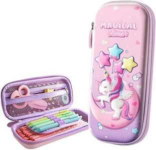 CozyModern Unicorn Pencil Case for Girls，3D EVA Large Capacity Cute Pencil Pouch Gift for Teen Boys School (Moon Unicorn, L)