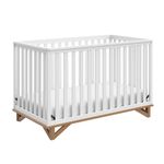 Storkcraft Santa Monica 5-in-1 Convertible Crib (White with Vintage Driftwood) – GREENGUARD Gold Certified, Modern Design, Two-Tone Baby Crib, Converts to Toddler Bed, Daybed and Full-Size Bed