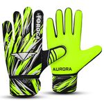 TOROGA Football Goalkeeper Gloves For Boys kids Children Youth Soccer Goalie Glove with Super Grip Palms (Fluorescent Yellow, 4)