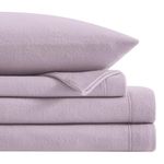 Softan Queen Micro Fleece Sheets Set, 4-Piece Queen Size Bed Sheet Set, Plush Velvet Fleece Sheet Set with 15" Deep Pocket Fitted Sheet, Flat Sheet, 2 Pillowcase, Soft and Warm, Lavender