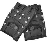 Mens Gothic Leather Gloves, Pointed Studs, Hip Hop Rock and Roll Punk Rave Heavy Metal Fashion Unisex (XS, Pointed Stud)