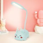 RuiDay Kids Desk Lamp,Childrens Bedside Lamp Cute Deer Lamp,Foldable USB Charge Reading Table Light,Flexible Gooseneck Eye Care Cartoon Small Desk Lamp Girls Gifts (Blue)