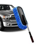 YeewayVeh Car Duster, Extendable Long Handle Microfiber Car Duster Exterior Scratch Free Car Cleaning Tool, Car Dust Brush for Truck, Pickup, SUV, RV, Motorcycle, Boats and Home Cleaning (Blue)