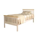 Comfy Living 3ft Single Atlantis Style Wooden Pine Bed Frame in White with Caramel Bar with Kerri Mattress